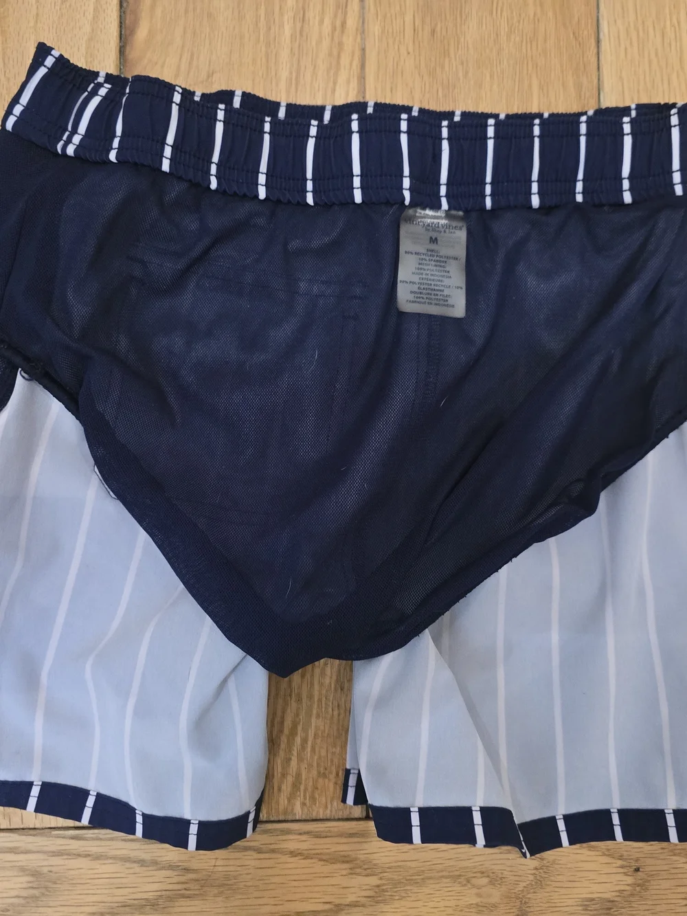 Vineyard Vines Boys Printed Chappy Swim Trunks Navy White Stripe Medium